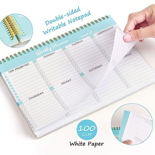 Weekly To Do List Notepad, Spiral Undated Weekly Planner & Monthly...