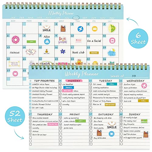 Weekly To Do List Notepad, Spiral Undated Weekly Planner & Monthly...