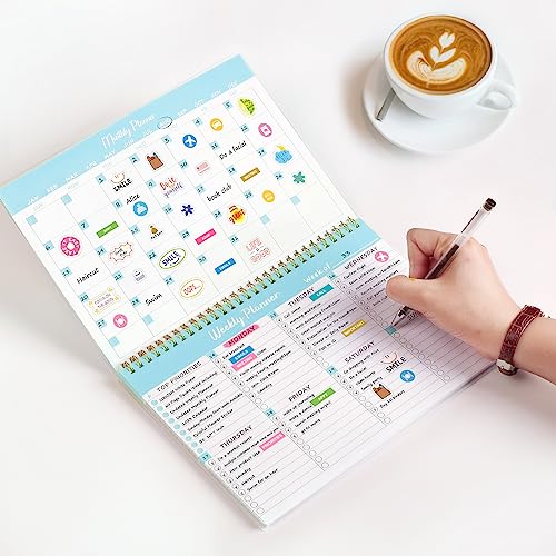 Weekly To Do List Notepad, Spiral Undated Weekly Planner & Monthly...