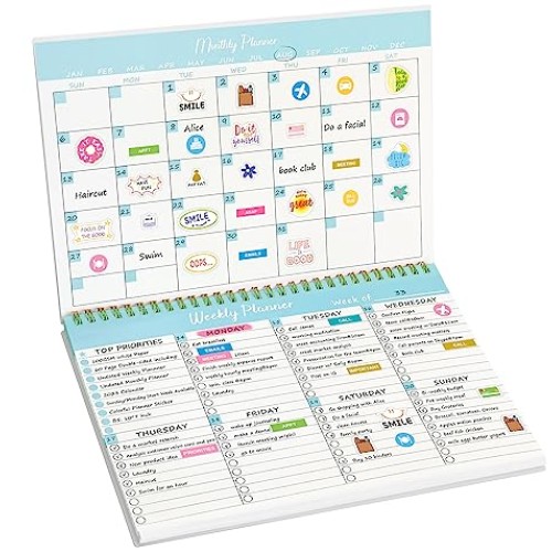 Weekly To Do List Notepad, Spiral Undated Weekly Planner & Monthly...