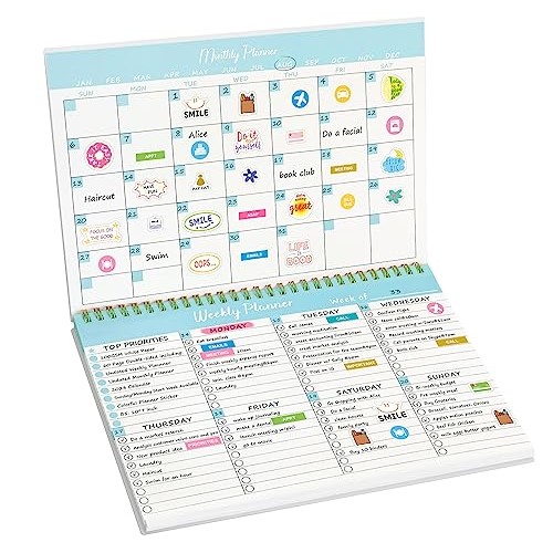 Weekly To Do List Notepad, Spiral Undated Weekly Planner & Monthly...
