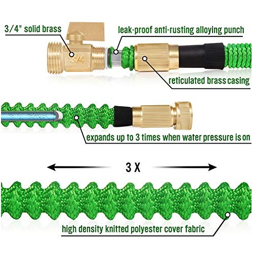 MoonLa 100ft Garden Hose, Expandable Water Hose with 3/4 Solid Br...