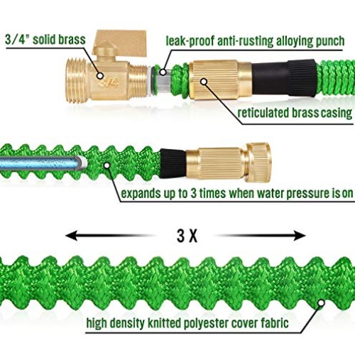 MoonLa 100ft Garden Hose, Expandable Water Hose with 3/4 Solid Br...