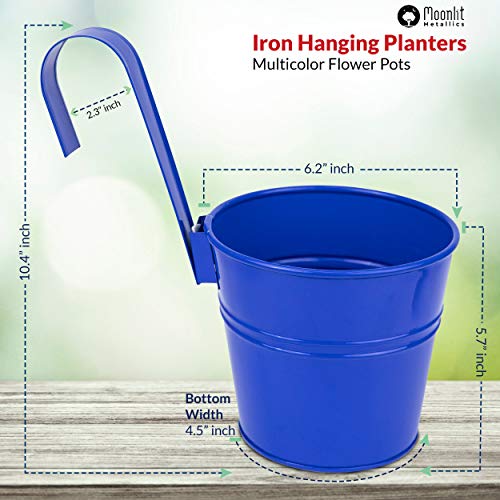 Moonlit Metallics Hanging Flower Pots - 5 Pcs, Large 6, Colorful,...