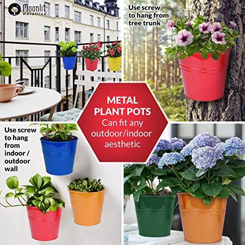 Moonlit Metallics Hanging Flower Pots - 5 Pcs, Large 6, Colorful,...