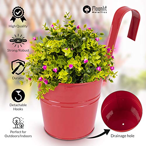 Moonlit Metallics Hanging Flower Pots - 5 Pcs, Large 6, Colorful,...