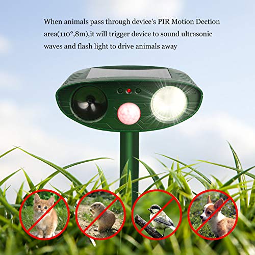 Cat Deer Mole Animal Repellent Outdoor for Plants,Ultrasonic Solar...
