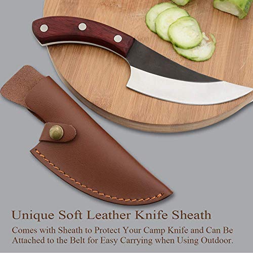 Hand-forged Butcher Boning Knife, Hammered Kitchen Chef Knife Meat...