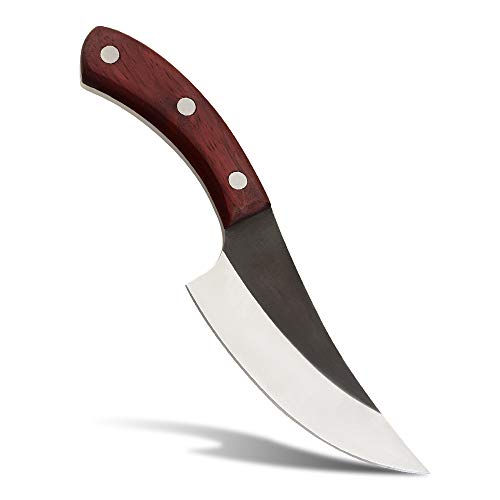 Hand-forged Butcher Boning Knife, Hammered Kitchen Chef Knife Meat...