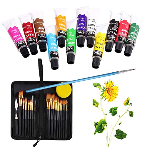Artist Painting Set 37Pcs Art Supply with Wooden Table Easel, 12 A...