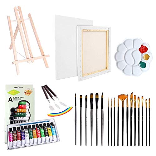 Artist Painting Set 37Pcs Art Supply with Wooden Table Easel, 12 A...