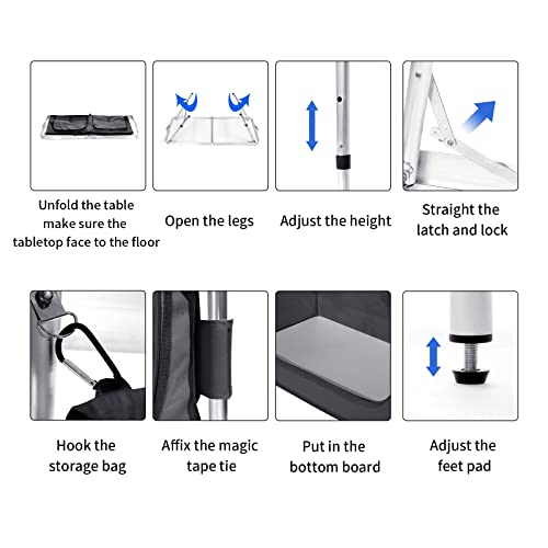 Moosinily 4 Feet Folding Table Aluminum Portable Camping Table Adj...