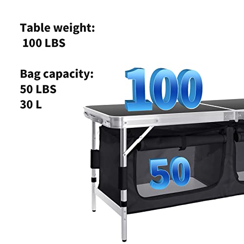 Moosinily 4 Feet Folding Table Aluminum Portable Camping Table Adj...