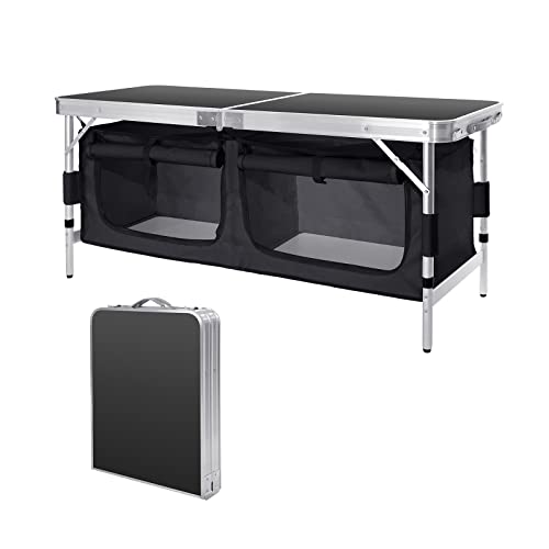 Moosinily 4 Feet Folding Table Aluminum Portable Camping Table Adj...