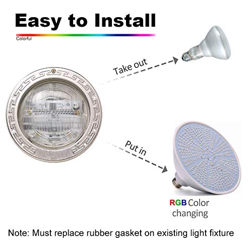 Mopzlink Pool Lights, 12V 40W RGB Color Changing Underwater LED Po...