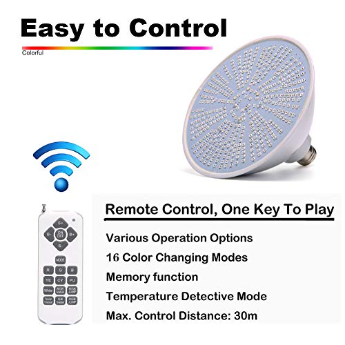 Mopzlink Pool Lights, 12V 40W RGB Color Changing Underwater LED Po...