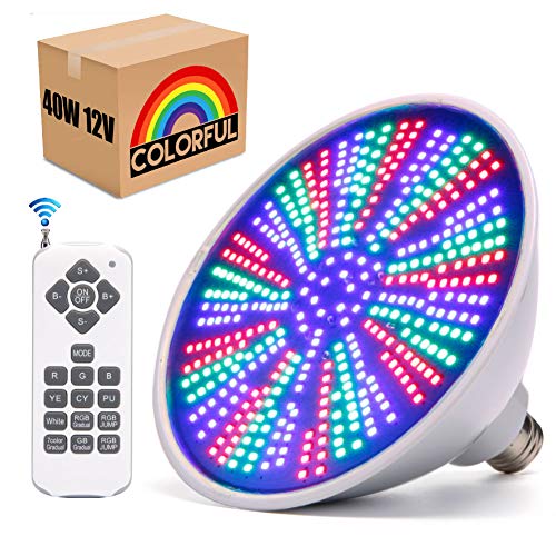 Mopzlink Pool Lights, 12V 40W RGB Color Changing Underwater LED Po...