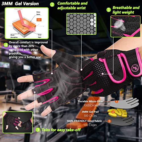 MOREOK Workout Gloves Gym Gloves for Men/Women, 3MM Gel Pad 3/4...
