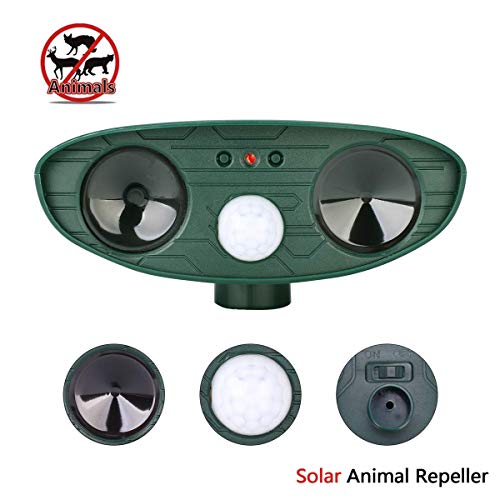 Solar Animal Repeller, Outdoor Motion Detector& Flashing Light, Do...