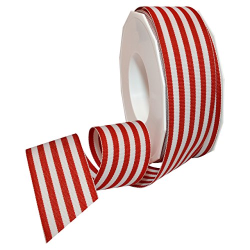 Morex Ribbon Polyester Grosgrain Striped Decorative Ribbon, 20 Yar...