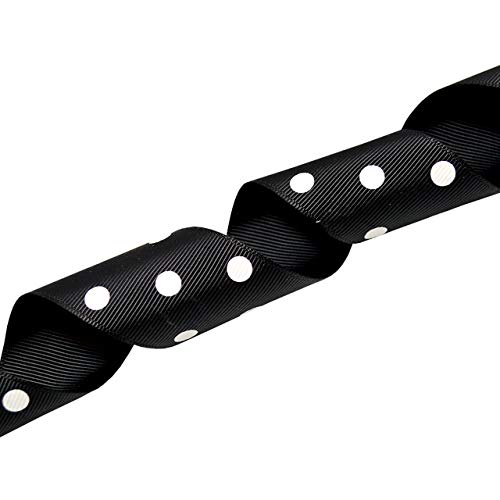 Morex Grosgrain Dot Ribbon, 1-1/2-Inch by 20-Yard Spool, Black wit...