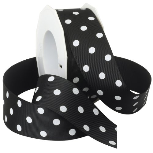 Morex Grosgrain Dot Ribbon, 1-1/2-Inch by 20-Yard Spool, Black wit...