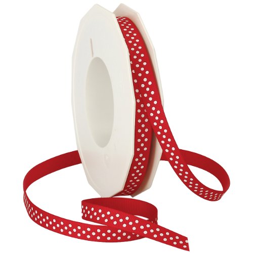 Morex Ribbon Swiss Dot Polyester Grosgrain Ribbon, 3/8-Inch by 20-...