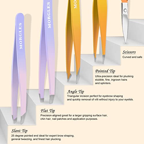 Tweezer Set with Nail Clippers, MORGLES Tweezers Set, Professional...