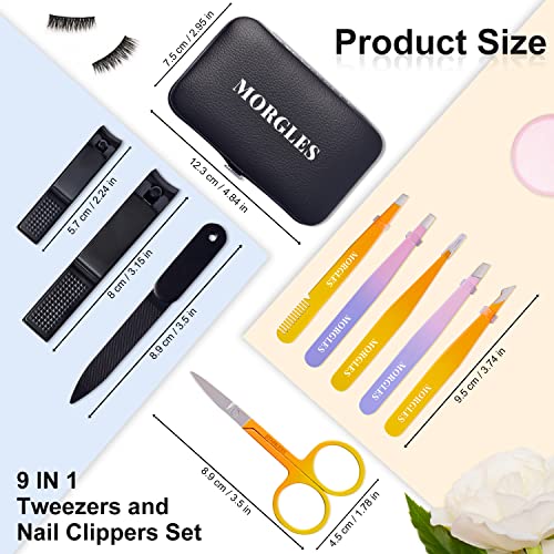 Tweezer Set with Nail Clippers, MORGLES Tweezers Set, Professional...