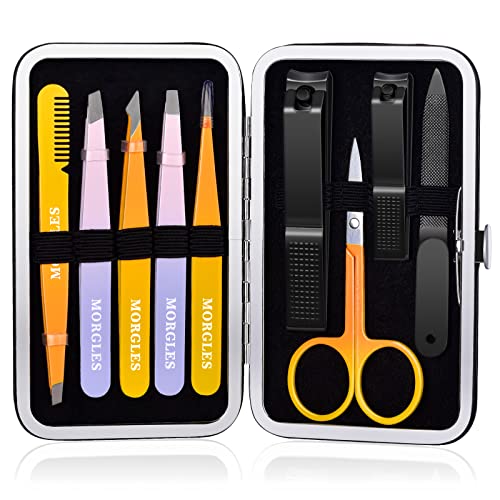 Tweezer Set with Nail Clippers, MORGLES Tweezers Set, Professional...