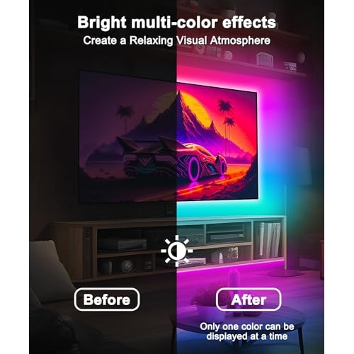 MORIACC TV LED Lights 13.1ft, LED Lights for TV 32-55 inch TV LED ...