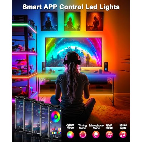 MORIACC TV LED Lights 13.1ft, LED Lights for TV 32-55 inch TV LED ...