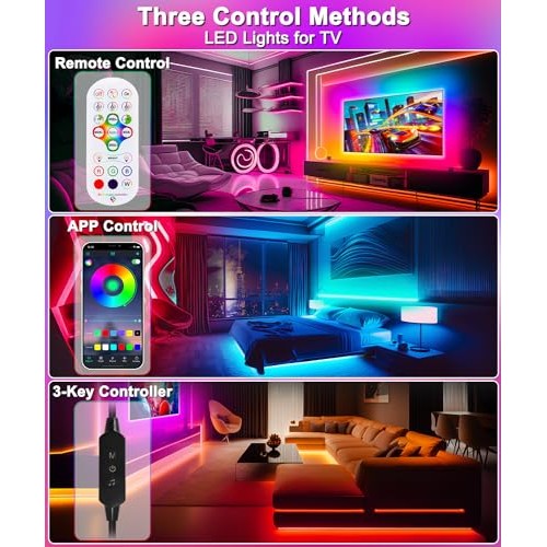 MORIACC TV LED Lights 13.1ft, LED Lights for TV 32-55 inch TV LED ...