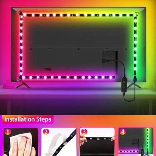 MORIACC TV LED Lights 13.1ft, LED Lights for TV 32-55 inch TV LED ...