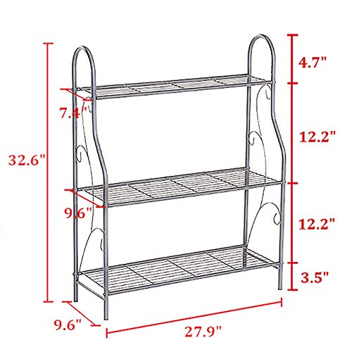 MORITIA 3 Tier Metal Plant Stand Scrollwork Design Indoor and Outd...