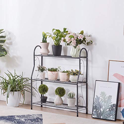 MORITIA 3 Tier Metal Plant Stand Scrollwork Design Indoor and Outd...