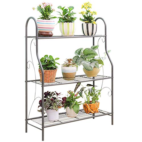 MORITIA 3 Tier Metal Plant Stand Scrollwork Design Indoor and Outd...
