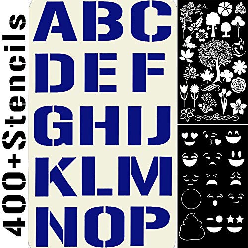 400 Stencils Set Alphabet Letters Numbers for Art and Craft, Chris...