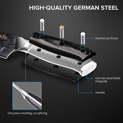 MOSFiATA 7 Santoku Knife with Finger Guard and Knife Sharpener, G...