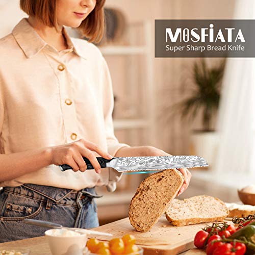 MOSFiATA 8 Bread Knife, Sharp Serrated Knife with Sheath, Bread L...
