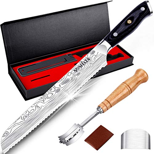 MOSFiATA 8 Bread Knife, Sharp Serrated Knife with Sheath, Bread L...