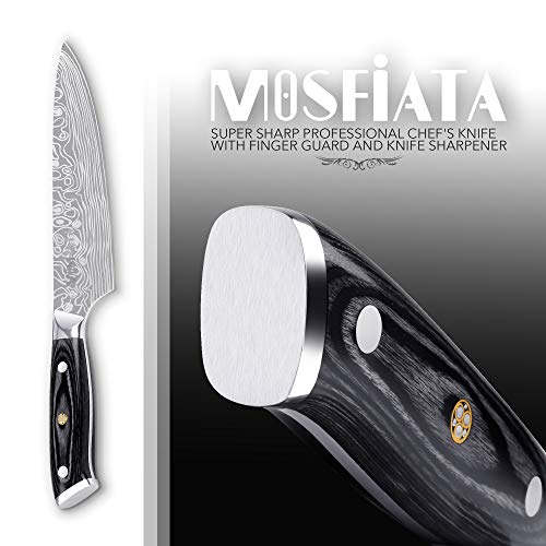 MOSFiATA 8 Super Sharp Professional Chefs Knife with Finger Guar...