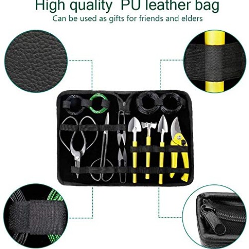 MOSFiATA Bonsai Tools Set 13 Pcs High Carbon Steel Succulent Garde...