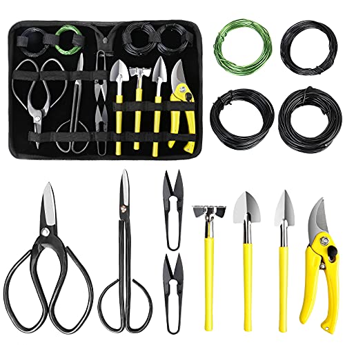 MOSFiATA Bonsai Tools Set 13 Pcs High Carbon Steel Succulent Garde...
