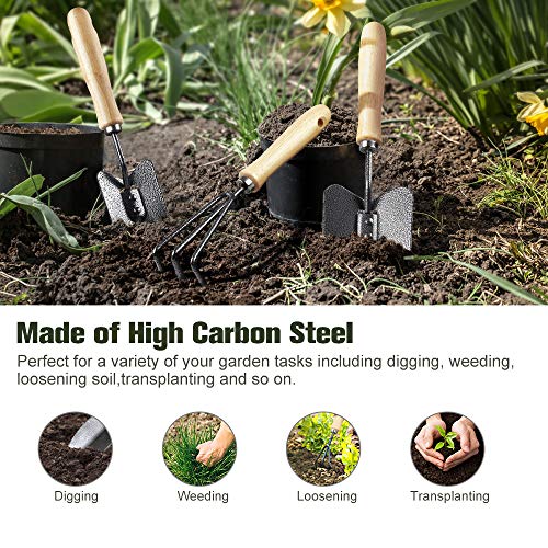 MOSFiATA Gardening Tools Set, 3 Pcs Garden Tools Set, High Carbon ...