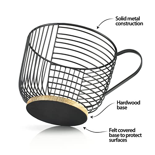 Coffee Pod Holder - Large Capacity Black Wire Kup Storage with Woo...
