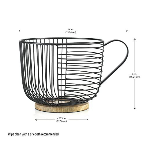 Coffee Pod Holder - Large Capacity Black Wire Kup Storage with Woo...