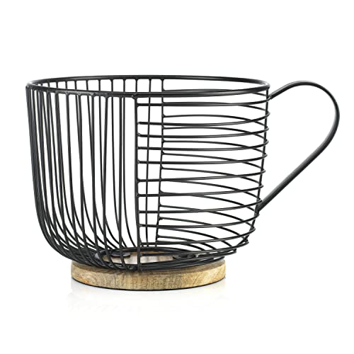 Coffee Pod Holder - Large Capacity Black Wire Kup Storage with Woo...
