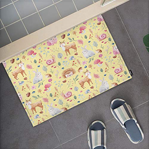Moslion Animals Door Mat Fairy Forest Deer Rabbit Bunny Hare Snail...