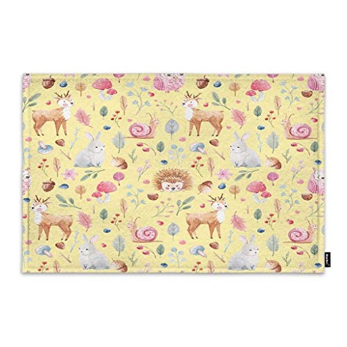 Moslion Animals Door Mat Fairy Forest Deer Rabbit Bunny Hare Snail...